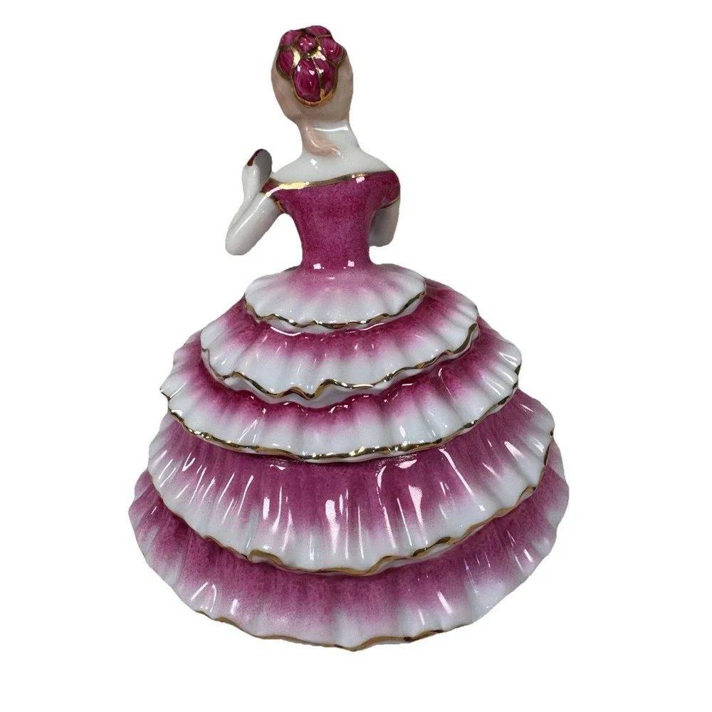 Vintage Limoges China Victorian Lady Powder Trinket Box
